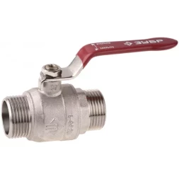 Кран ЗУБР шаровой 1/2" полнопроходной "папа-папа", ручка, никелированная латунь 51352-N-1/2