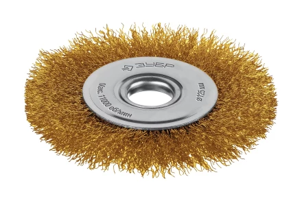 ЗУБР 125х22 мм щетка дисковая для УШМ, витая стальная латунированная проволока 0.3 мм, посад. 22 мм (35171-125) купить в Кургане