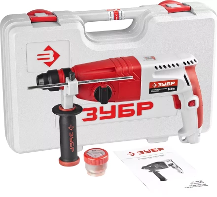 Перфоратор ЗУБР SDS-plus, 2,7 Дж, 0-1000 об/мин, 0-4850 уд/мин, 650Вт, кейс ЗП-650ЭК-1 купить в Кургане