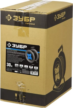 Удлинитель ЗУБР &quot;ПРОФИ&quot; на металл катушке, КГ 3х1,5кв мм, морозостойкий, 4 гнезда, IP44, макс мощность 3500Вт, 30м 55085-30 купить в Кургане