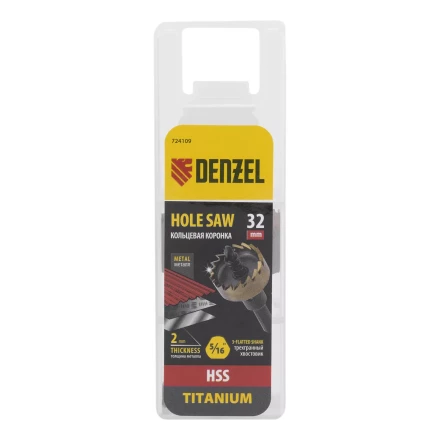 Коронка по металлу HSS, 32 мм, нитридтитановое покрытие Denzel 724109 купить в Кургане