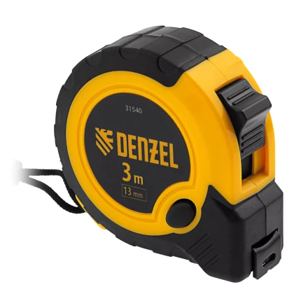 Рулетка Denzel 3м х 13мм, двухкомп. корпус, кнопка-пауза, 31540 купить в Кургане