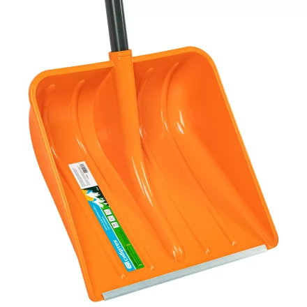 Лопата для уборки снега пластиковая Сибртех, 400х405х1380 мм, стальной черенок, усиленная 61666 купить в Кургане