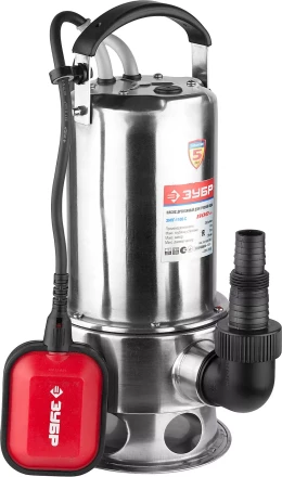 Насос ЗУБР погружной для грязной воды, корпус из нержавеющей стали, пропускная способность 280 л/мин, 1100Вт ЗНПГ-1100-С купить в Кургане