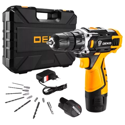 Дрель аккумуляторная DEKO DKCD12FU-Li SET3, 063-4173, в кейсе + оснастка 13 шт купить в Кургане