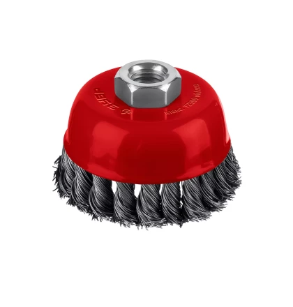 ЗУБР 75хМ14 щетка чашечная для УШМ, жгутированная стальная проволока 0.5 мм, посад. М14 (35172-075) купить в Кургане