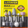 Набор STAYER "MASTER": Абразивные минишарошки-насадки для гравера и дрели, хвостовик d 3,2 / 6,0мм, 10 предм. 2989-H10 купить в Кургане