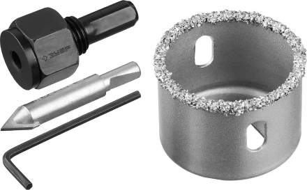 Коронка-чашка ЗУБР &quot;ПРОФЕССИОНАЛ&quot; c карбид-вольфрамовым нанесением, 38 мм, высота 25 мм, в сборе с державкой и сверлом 33360-038_z01 купить в Кургане