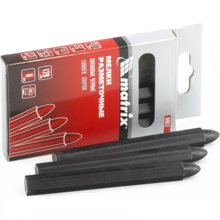 Мелки разметочные восковые черные 120мм коробка 6штук MATRIX 84817 купить в Кургане