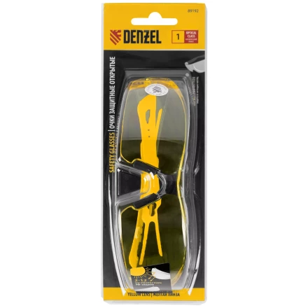 Очки защитные открытые Denzel 89192, поликарбонатные, желтая линза, 2х комп.дужки купить в Кургане