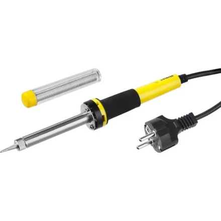 Паяльник с двухкомпонентной рукояткой и долговечным жалом, STAYER "PROFI" PROTerm, 55300-30, в комплекте (припой и подставка), 30 Вт, конус 55300-30 купить в Кургане