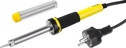 Паяльник с двухкомпонентной рукояткой и долговечным жалом, STAYER "PROFI" PROTerm, 55300-30, в комплекте (припой и подставка), 30 Вт, конус 55300-30 купить в Кургане