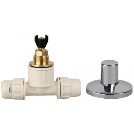 Кран ЗУБР &quot;ШиреФит&quot; запорный в сборе &quot;штуцер с гайкой - кран запорный - штуцер с гайкой&quot;, 20мм 51570-20 купить в Кургане