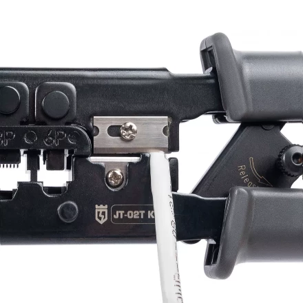 Кримпер многофункциональный КВТ JT-02T с 2 встроенными модулями для обжима RJ-45, RJ-12, RJ-11 (89229) купить в Кургане