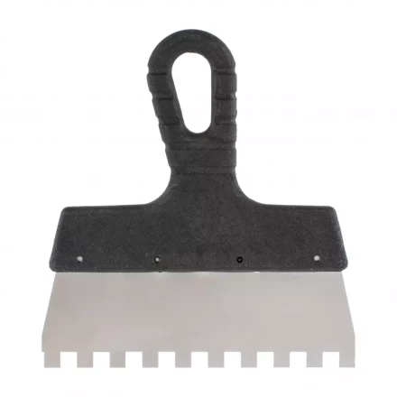 Шпатель из нержавеющей стали 150 мм зуб 8 х 8 мм пластмассовая ручка 85121 купить в Кургане