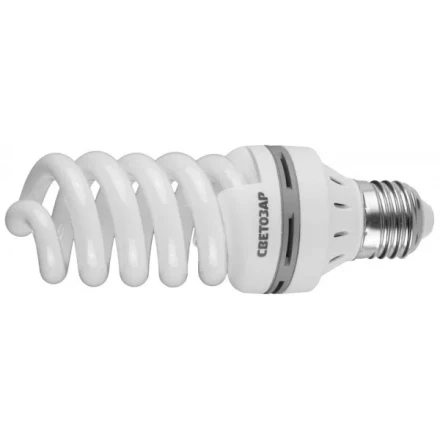 Энергосберегающая лампа СВЕТОЗАР &quot;ЭКОНОМ&quot; спираль,цоколь E27(стандарт),Т3,теплый белый свет(2700 К), 8000час, 20Вт(100) 44352-20_z01 купить в Кургане