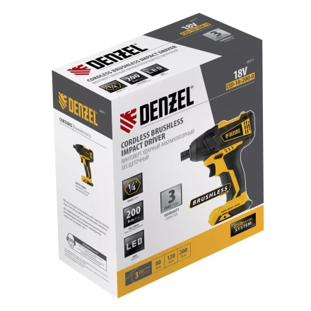 Винтоверт ударный аккумуляторный Denzel 26511 бесщеточный CID-IB-200-0, 18В Li-Ion купить в Кургане