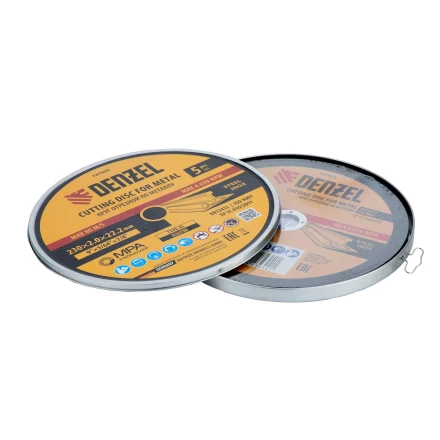 Круг отрезной по металлу, 230 х 2,0 х 22,2 мм, A36TBF, в метал.банке, 5 шт. Denzel 737920 купить в Кургане