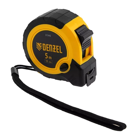 Рулетка Denzel 5м х 19мм, двухкомп. корпус, кнопка-пауза, 31542 купить в Кургане
