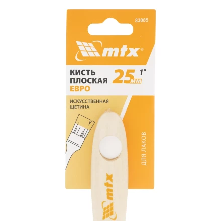 Кисть плоская для лаков &quot;Евро&quot; 1&quot;, искусственная щетина, деревянная ручка MTX 83085 купить в Кургане