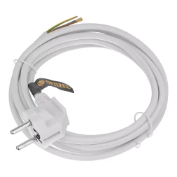 Шнур сетевой Denzel Energy Series, ПВС, 3 м, 3 x 1 мм, с неразборной вилкой, белый, 3 м, 37666