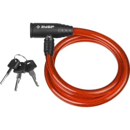 Замок ЗУБР &quot;МАСТЕР&quot;, тросовый, 3 ключа в комплекте, длина троса 650мм, d 10мм 37263-65 купить в Кургане