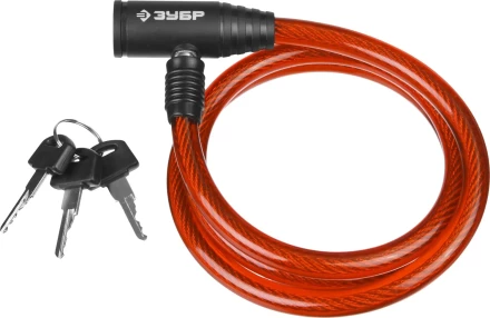 Замок ЗУБР &quot;МАСТЕР&quot;, тросовый, 3 ключа в комплекте, длина троса 650мм, d 10мм 37263-65 купить в Кургане
