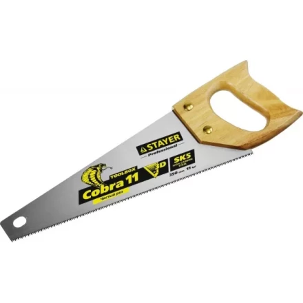 Ножовка многоцелевая компактная (пила) COBRA TOOLBOX 350 мм,11 TPI, прямой мелкий зуб, точный рез вдоль и поперек волокон разных материалов, STAYER 1515-35 купить в Кургане