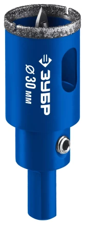 ЗУБР АГК d 30 мм (центр. сверло, трехгр. хвост, Р60), Алмазная коронка, Профессионал (29850-30) купить в Кургане