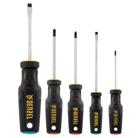 Набор отверток, 5 пр., CrV, трехкомпонентная рукоятка Denzel 12215 купить в Кургане