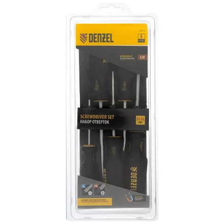 Набор отверток, 5 пр., CrV, трехкомпонентная рукоятка Denzel 12215 купить в Кургане