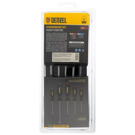 Набор отверток, 5 пр., CrV, трехкомпонентная рукоятка Denzel 12215 купить в Кургане