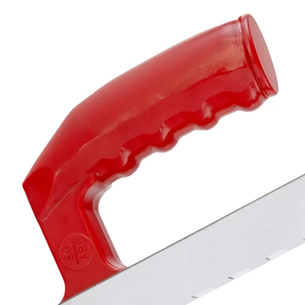 Гладилка из нержавеющей стали, 280 х 130 мм, зеркальная полировка, пластмассовая ручка, зуб 10 х 10 мм Matrix 86783 купить в Кургане