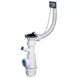 Сифон ЗУБР "ЭКСПЕРТ" колбовый для моек и раковин, выпуск - нержавеющая чашка, перелив, отвод для стиральной машины 51819