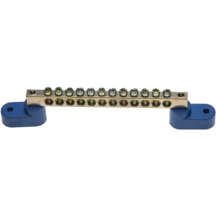 Шина СВЕТОЗАР нулевая на 2-х угловых изоляторах, поворотная,макс. ток 100А, 5,2мм, 12 полюсов 49809-12 купить в Кургане