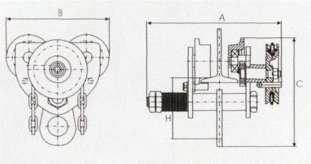 Тележка для тали с цепным приводом GCL610 LB г-п 3 тонн H=12 метра купить в Кургане
