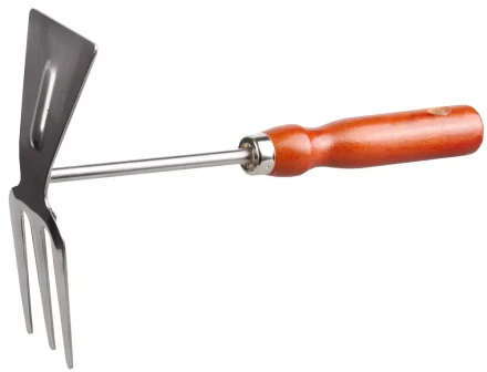 Мотыжка GRINDA прямое лезвие, из нержавеющей стали с деревянной ручкой, 3 зубца, 250 мм 8-421135_z01 купить в Кургане