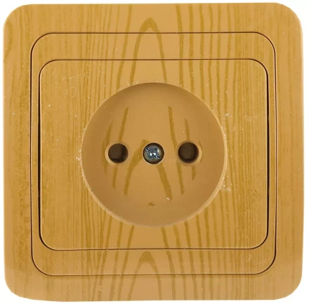 Розетка СВЕТОЗАР &quot;ГАММА&quot; без заземления, одинарная, цвет ольха, 16А/~250В SV-54100-A купить в Кургане