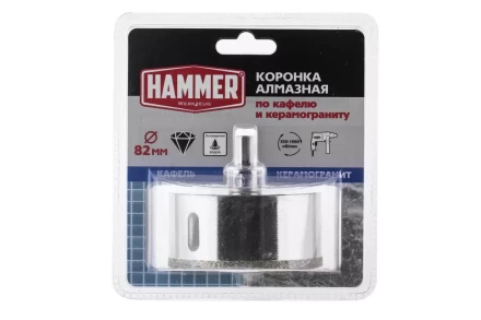 Коронка алмазная HAMMER Ф82мм HEX(DHS82.0*65/5) купить в Кургане