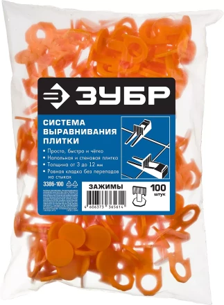 ЗУБР СВП, 1,7 мм, зажим, 100 шт, система выравнивания плитки (3386-100) купить в Кургане