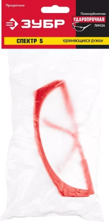 ЗУБР СПЕКТР 5, открытого типа, прозрачные, моностекло с дополнительной боковой защитой, защитные очки (110328) купить в Кургане