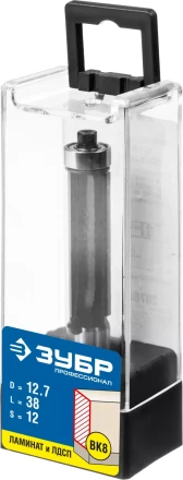 ЗУБР 12.7 x 38 мм, хвостовик 12 мм, фреза кромочная с нижним подшипником, Профессионал (28783-12.7-38-12) купить в Кургане