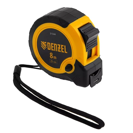 Рулетка Denzel 8м х 25мм, двухкомп. корпус, кнопка-пауза, 31544 купить в Кургане
