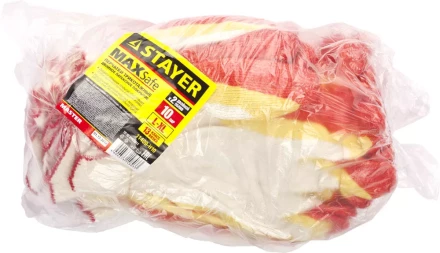Перчатки STAYER &quot;МASTER&quot; MaxSafe трикотажные, двойная обливная ладонь из латекса, х/б, 13 класс, L-XL, 10 пар 11409-H10 купить в Кургане