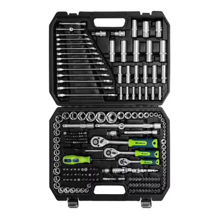 Набор инструментов Сибртех 14170, 1/2&quot;, 3/8&quot;, 1/4&quot;, пластиковый кейс 215 предм. купить в Кургане