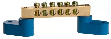 Шина СВЕТОЗАР нулевая на 2-х угловых изоляторах, поворотная,макс. ток 100А, 5,2мм, 6 полюсов 49809-06 купить в Кургане