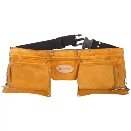 Пояс STAYER PROFESSIONAL для инструментов, кожаный, 11 карманов, 2 скобы 38520 купить в Кургане
