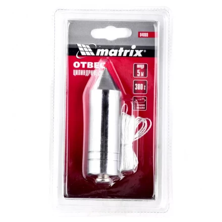 Отвес цилиндрический 300 г шнур 5 м Matrix 84888 купить в Кургане