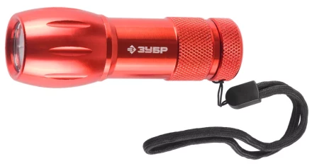 Фонарь ЗУБР &quot;МАСТЕР&quot; ручной, алюминиевый корпус, 9 светодиодов, 3ААА, красный 56213-R купить в Кургане