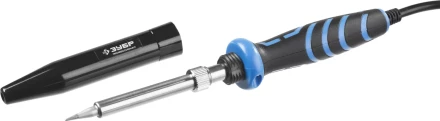 Паяльник ЗУБР &quot;ПРОФЕССИОНАЛ&quot; с двухкомпонентной рукояткой, с защитным колпачком, керамическим нагревательным элементом, 60Вт, конус 55413-60 купить в Кургане